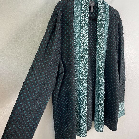 Chicos Travelers Womens XL Open Front Cardigan Jacket Crinkled Polka Dot Print - Picture 10 of 13